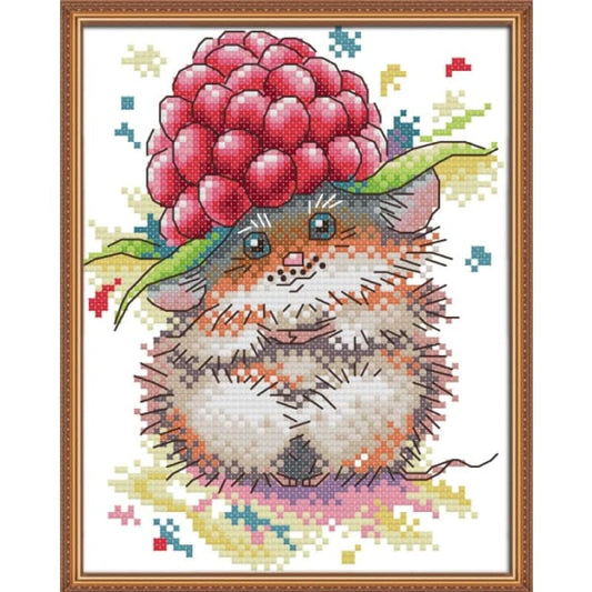 A little mouse’s strawberry cap