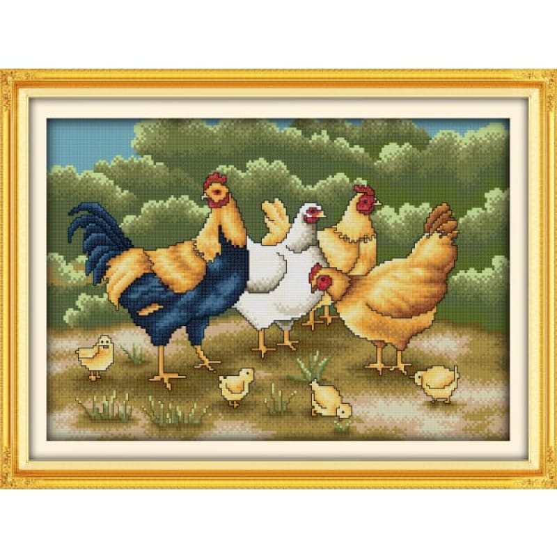 Chickens foraging