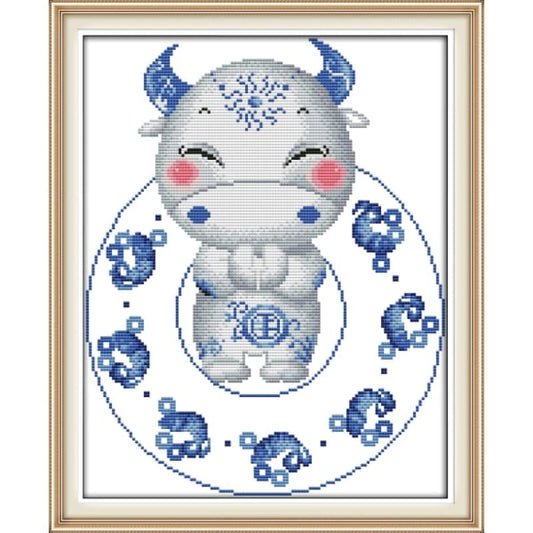 Chinese Zodiac blue and white porcelain(2) -cattle