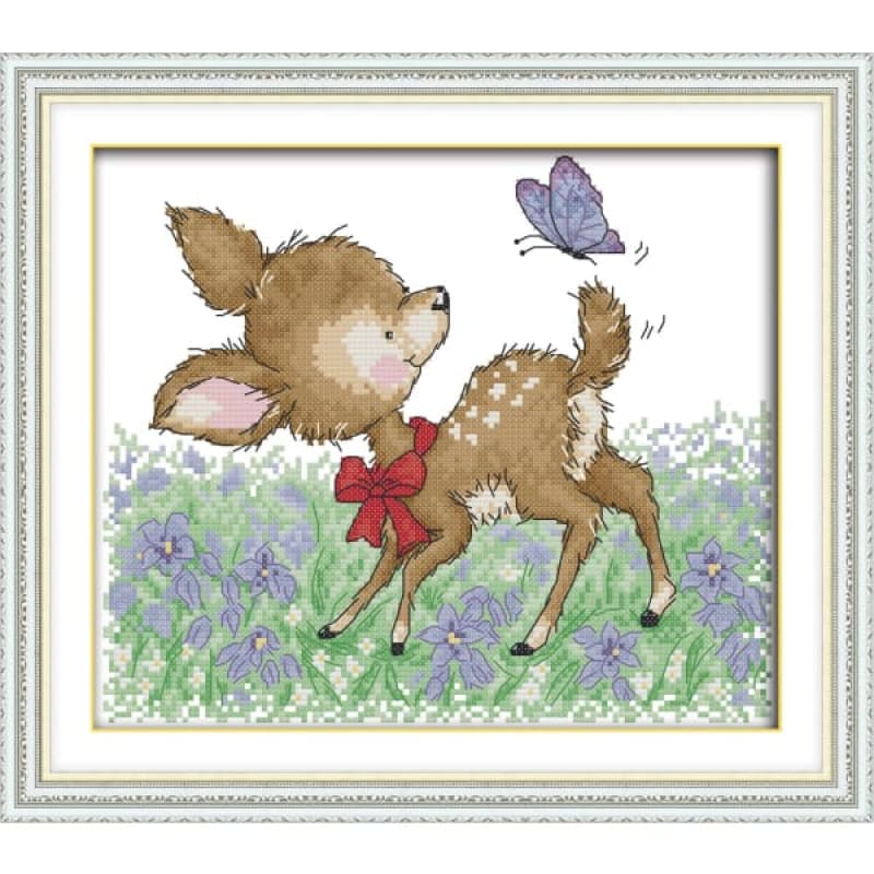 Fawn and butterfly