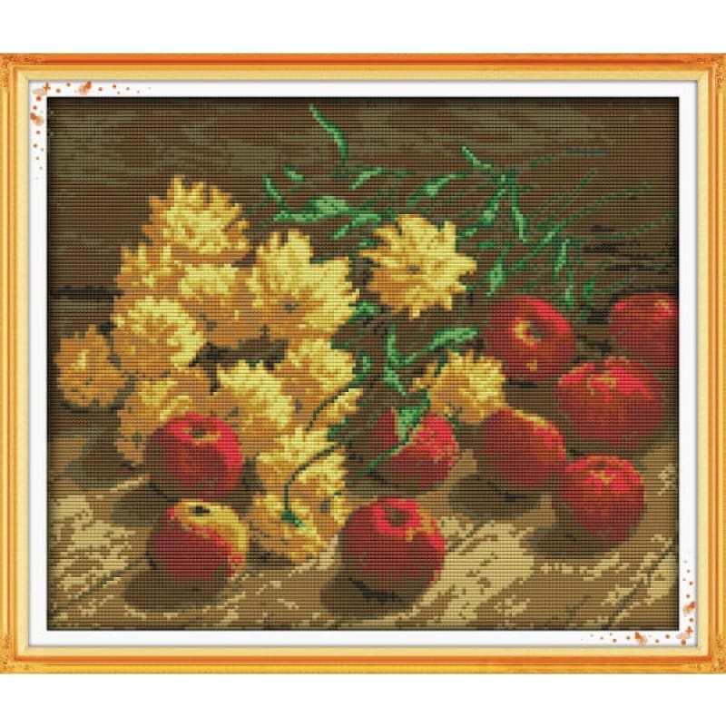 Flowers and apples