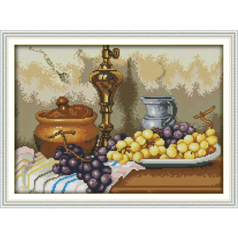 Grapes and clay pots