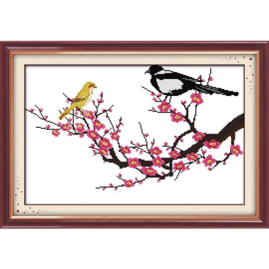 Plum flower with magpie