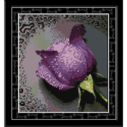 Rose with dew(4)(purple)