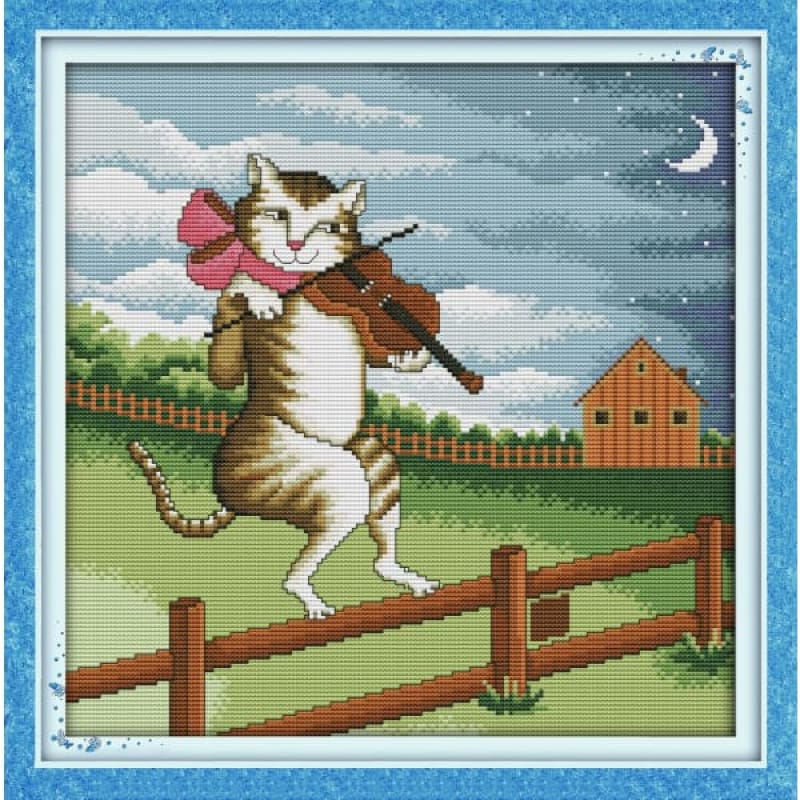 The cat playing the violin