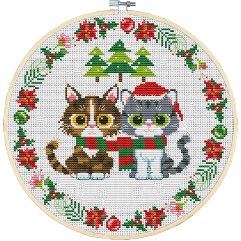 Two Christmas kittens - 11CT / 35×35